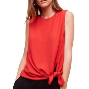 Babaton Hopkins red tie front sleeveless blouse size S excellent condition
